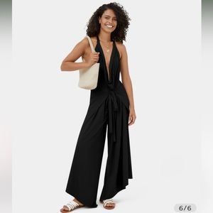 HALARA High Waisted Tie Front Split Hem Palazzo Wide Leg Flowy Casual Pants